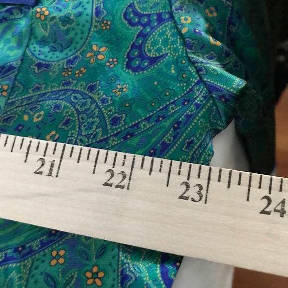 CACIQUE LINGERIE Satin Paisley Pajamas Green 2 Piece Sleep Set Womens Size Large - Picture 12 of 16